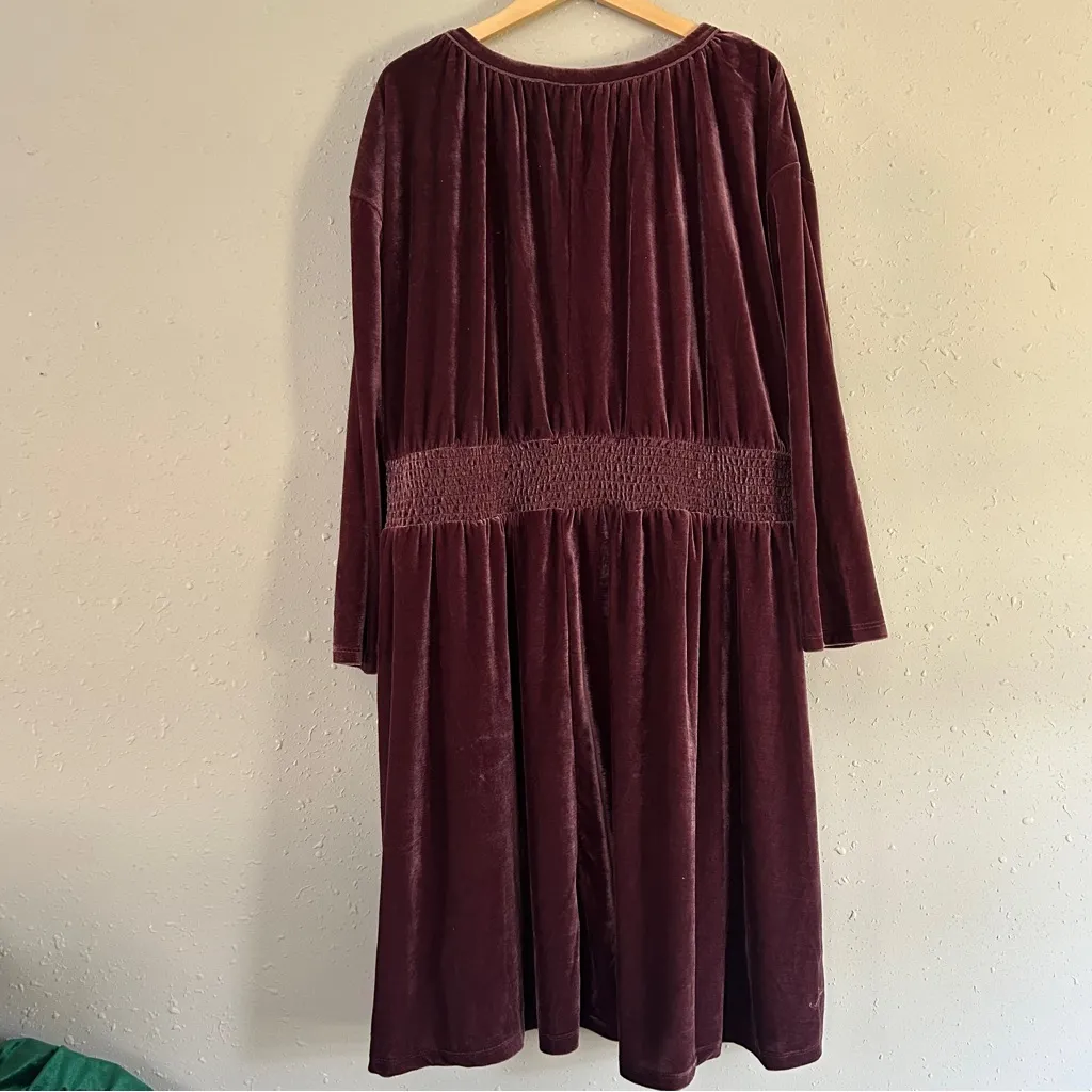 NWT Terra Sky Purple Velvet Long Sleeve Mini Dress Burgundy Fall Winter Holiday - Image 5