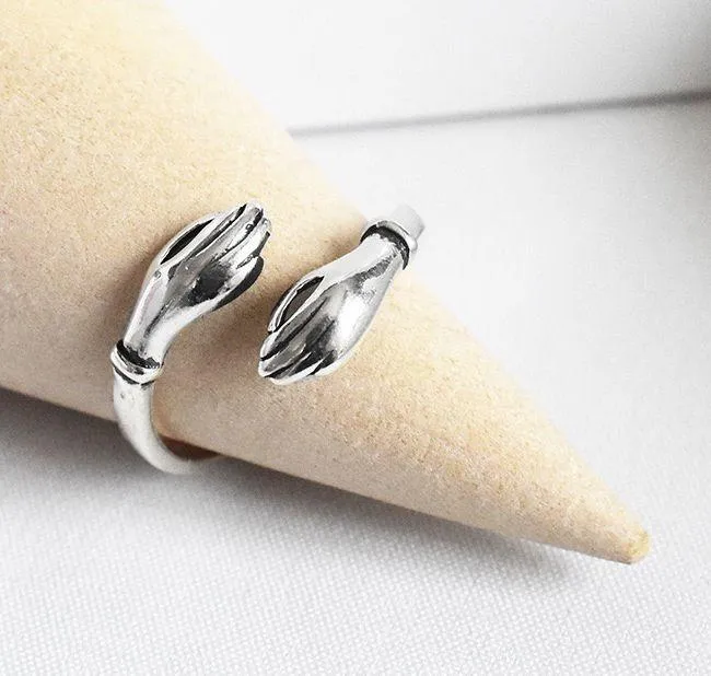 Unisex caring ring hand ring midi ring sterling silver ring adjustable ring - Image 3