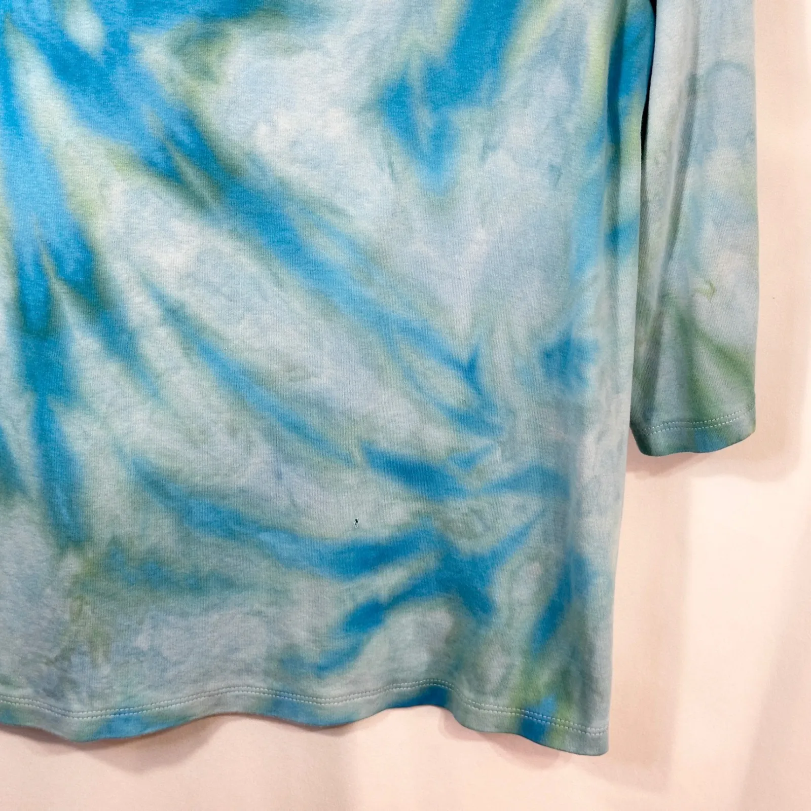 Chicos XL Top Handmade Tie Dye‎ Blue Green Cotton Boho Festival Artsy 469 - Image 7