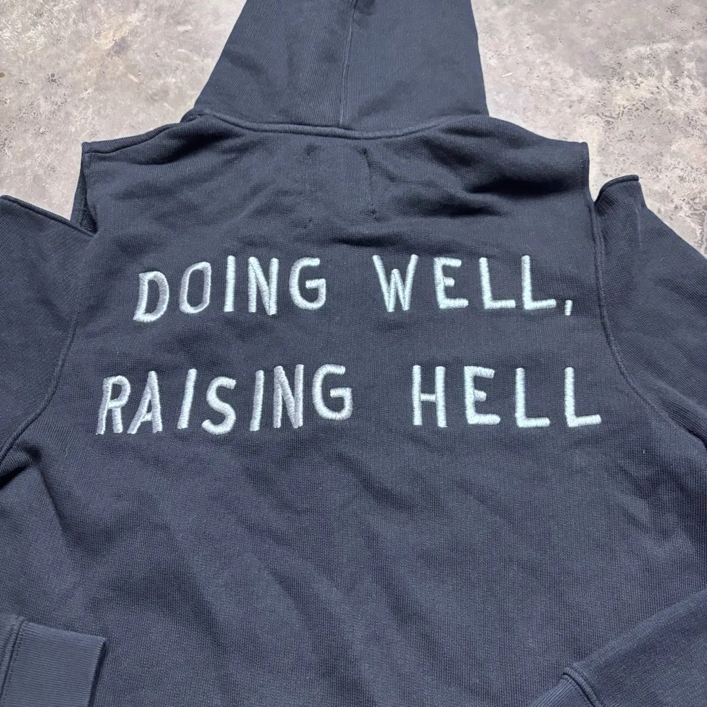 Zoe Karssen Cold Shoulder Womens Large Sweatshirt Cyberpunk Grunge Hoodie Y2K Black - Image 2