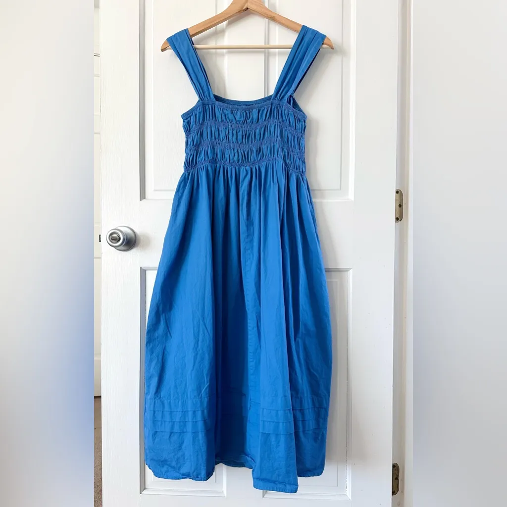 PINCH Royal Blue Ruched Tank Midi Dress Milkmaid Cottagecore Size L Size L - Image 7