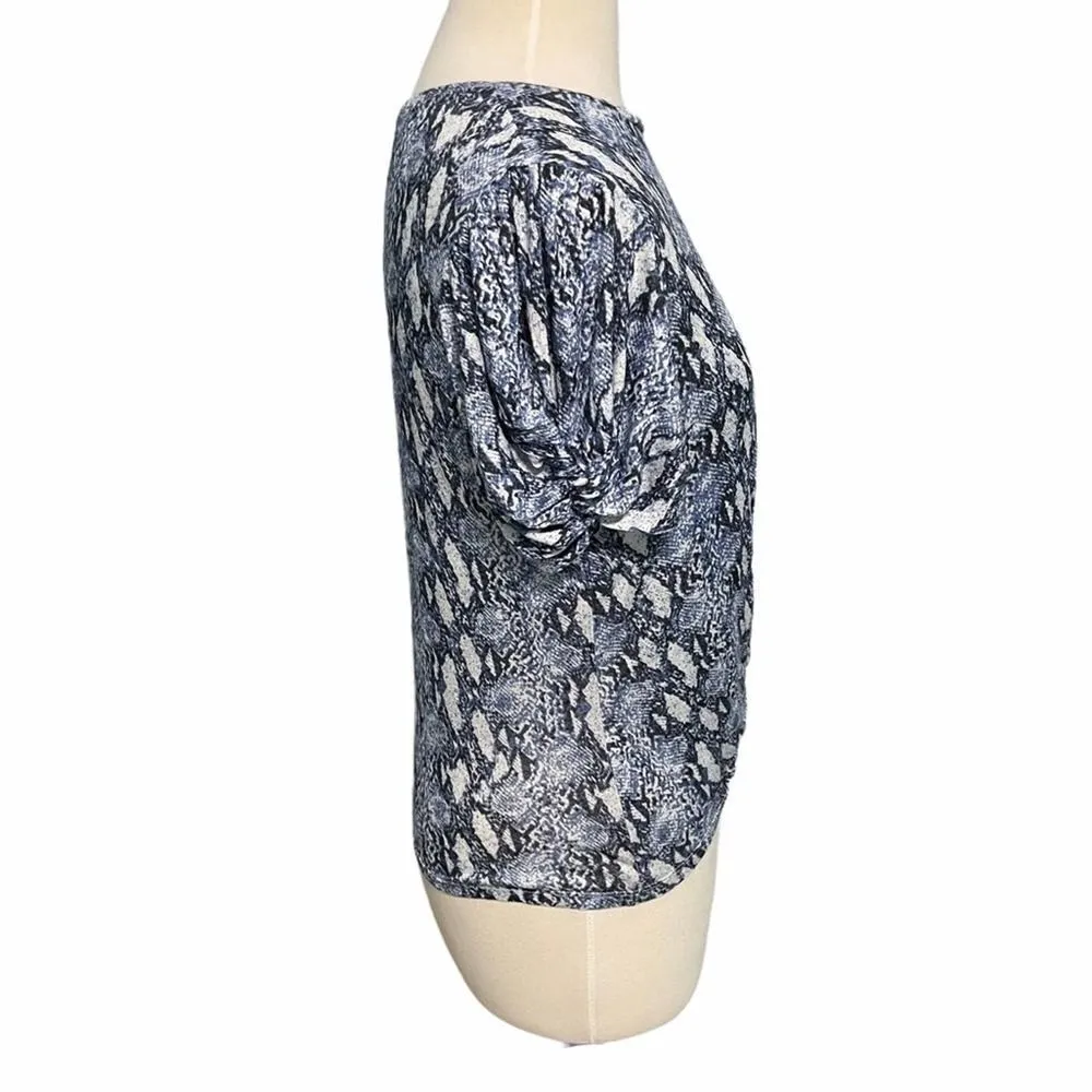 Generation Love Snakeskin Print Linen Short Sleeve T-Shirt Tee Top Blue Small‎ - Image 7