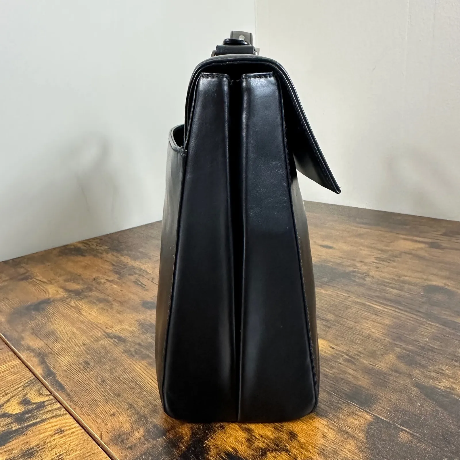 Prada Milano Vitello Lissato Black Leather Top Handle Bag Authentic Designer - Image 10