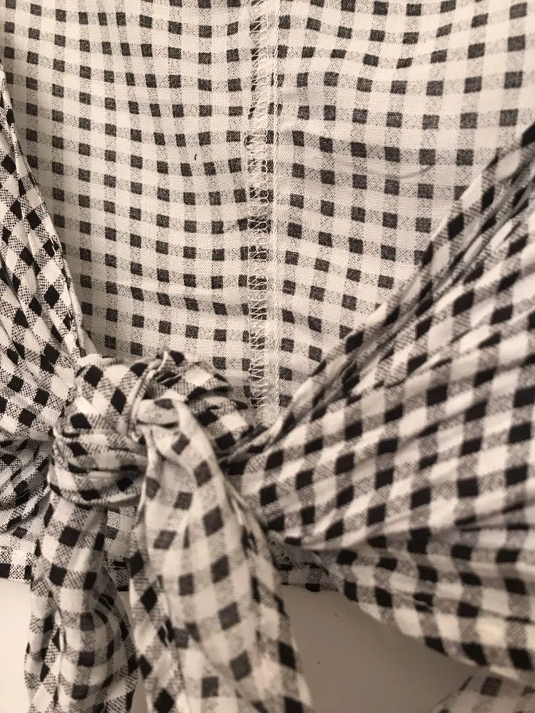 SheIn Checkered Crop Tie Top  - Image 9