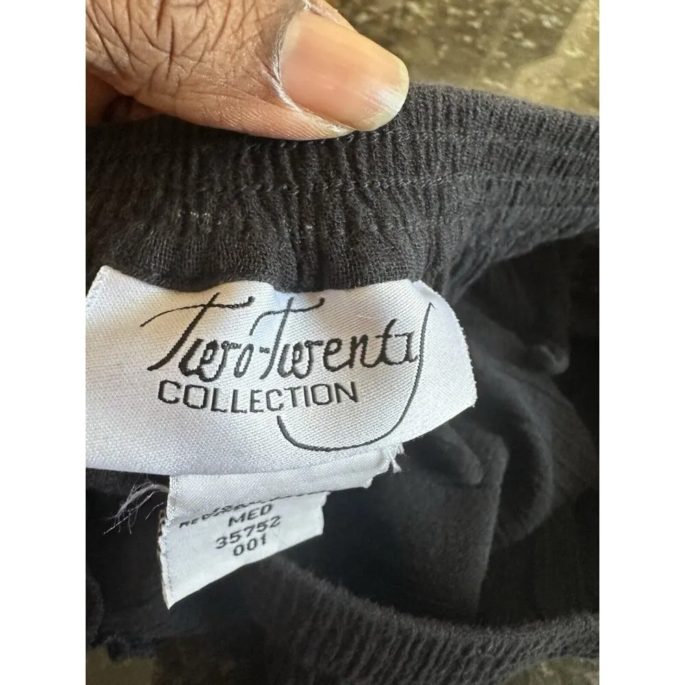 Two Twenty Collection Tiered Midi Skirt Fairy Pull On A Line Size M 100% Cotton Black Size M - Image 4