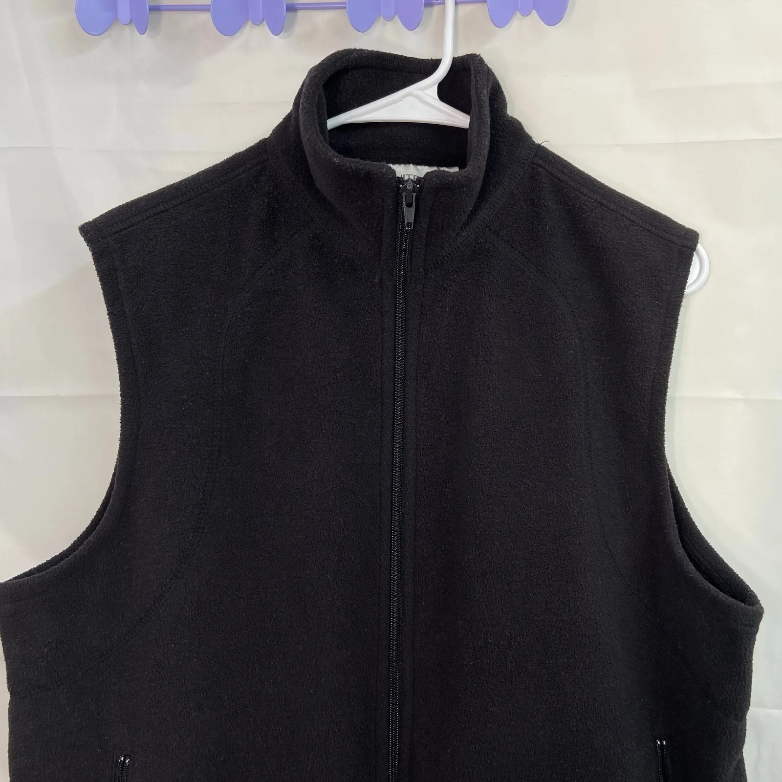 Architect women's black fleece mock neck full zip soft winter basic vest large - Image 3
