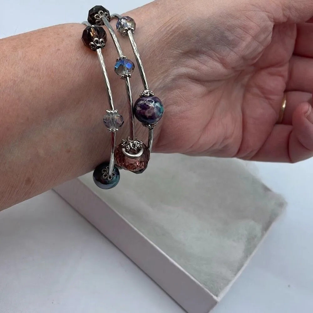 Memory wire Aura Borealis marbled glass beaded . - Image 4