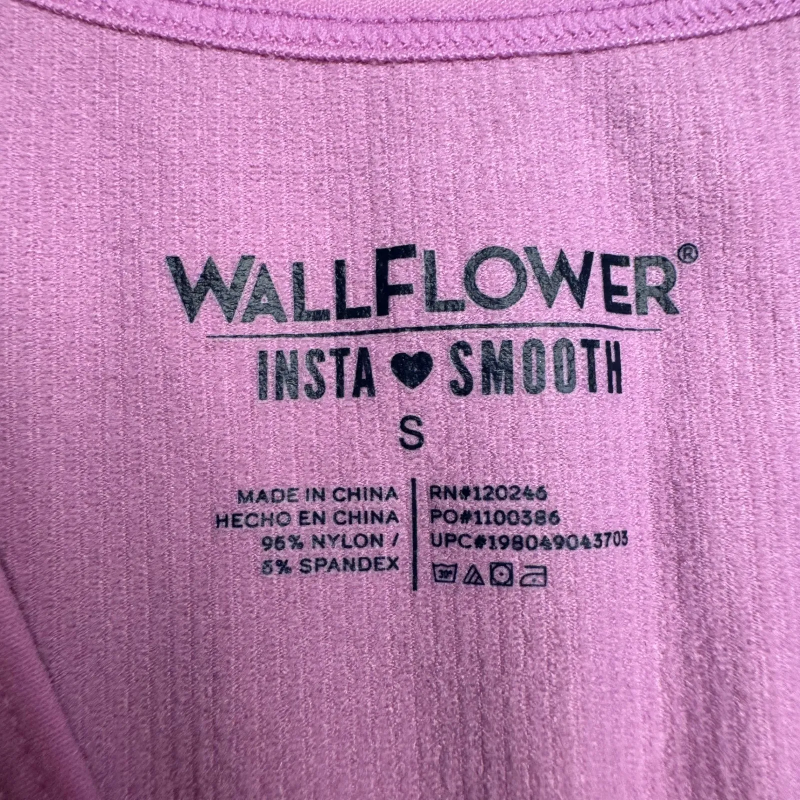 Wallflower Insta Smooth Ribbed V Neck Cropped Tank Top Lilac Size Small Pink - Image 2