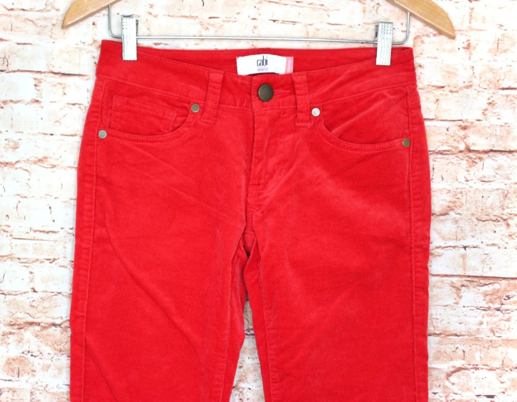 Jeans | Red Corduroy Skinny Fit Pants - Image 10