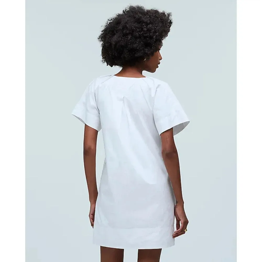 Madewell V Neck Mini Shirtdress Poplin Cotton White Pockets Relaxed Shift S NWT - Image 2