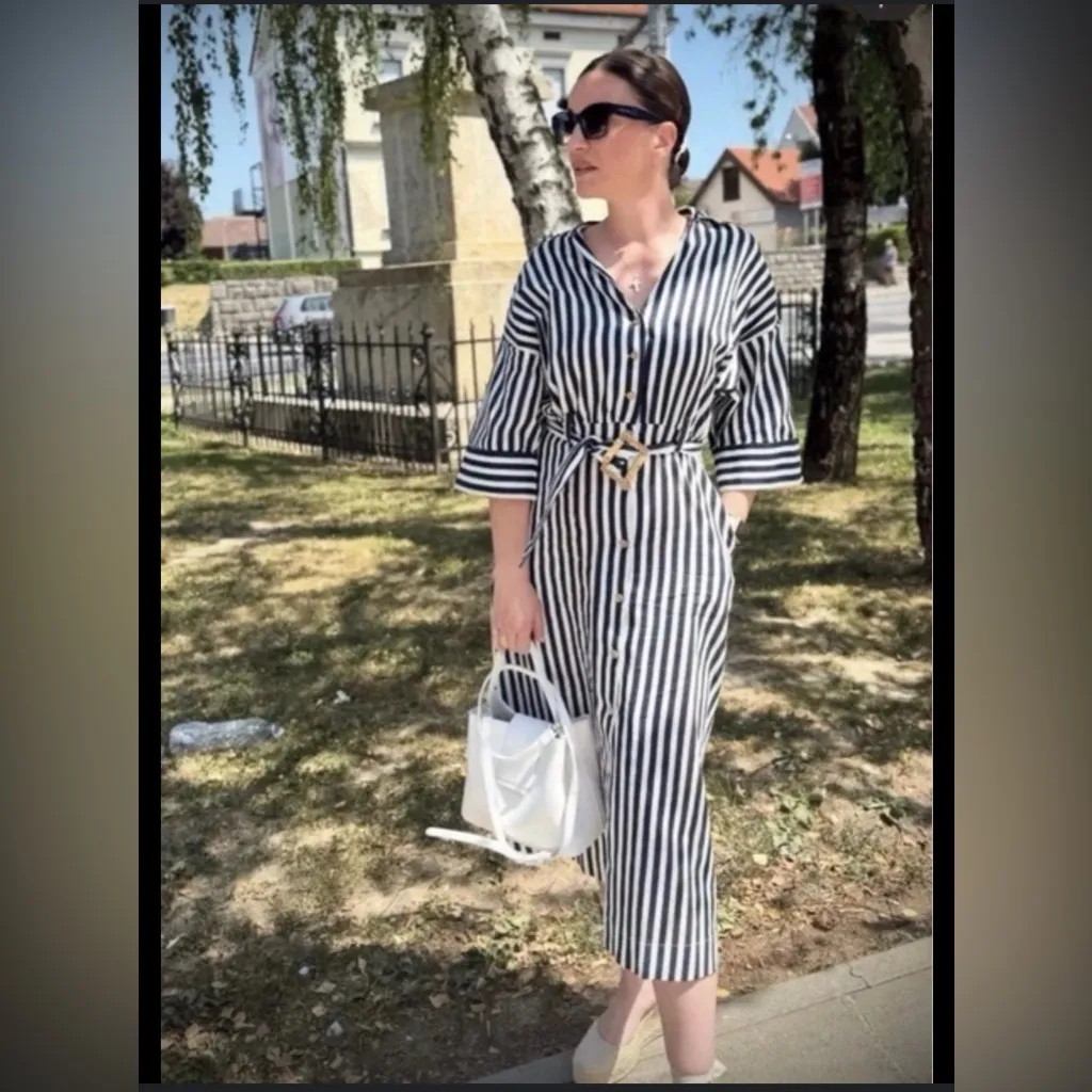 Zara striped midi dress size large - Image 4