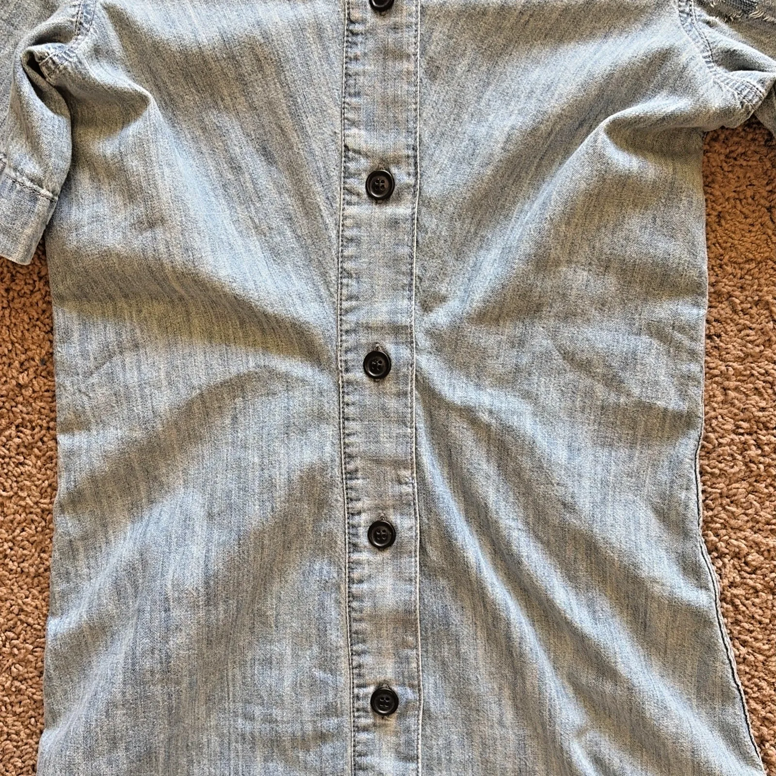 Another Tomorrow Denim Cotton Chambray Midi Dress Made Italy 42 6 *NEEDS REPAIR* Blue - Image 4