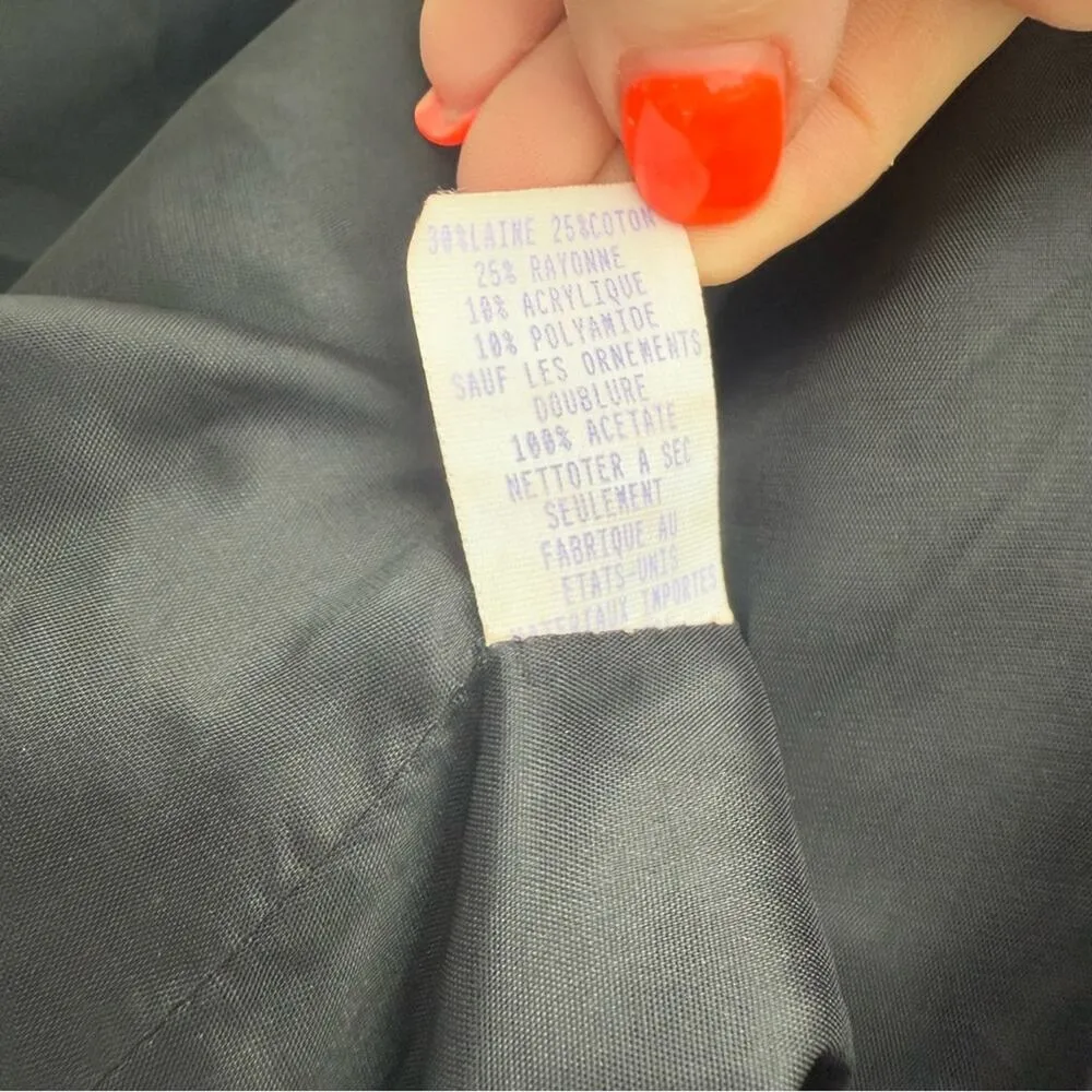 Vintage 90s Betsey Johnson Black Felted Floral Pencil Skirt Fringe Edge LARGE - Image 9