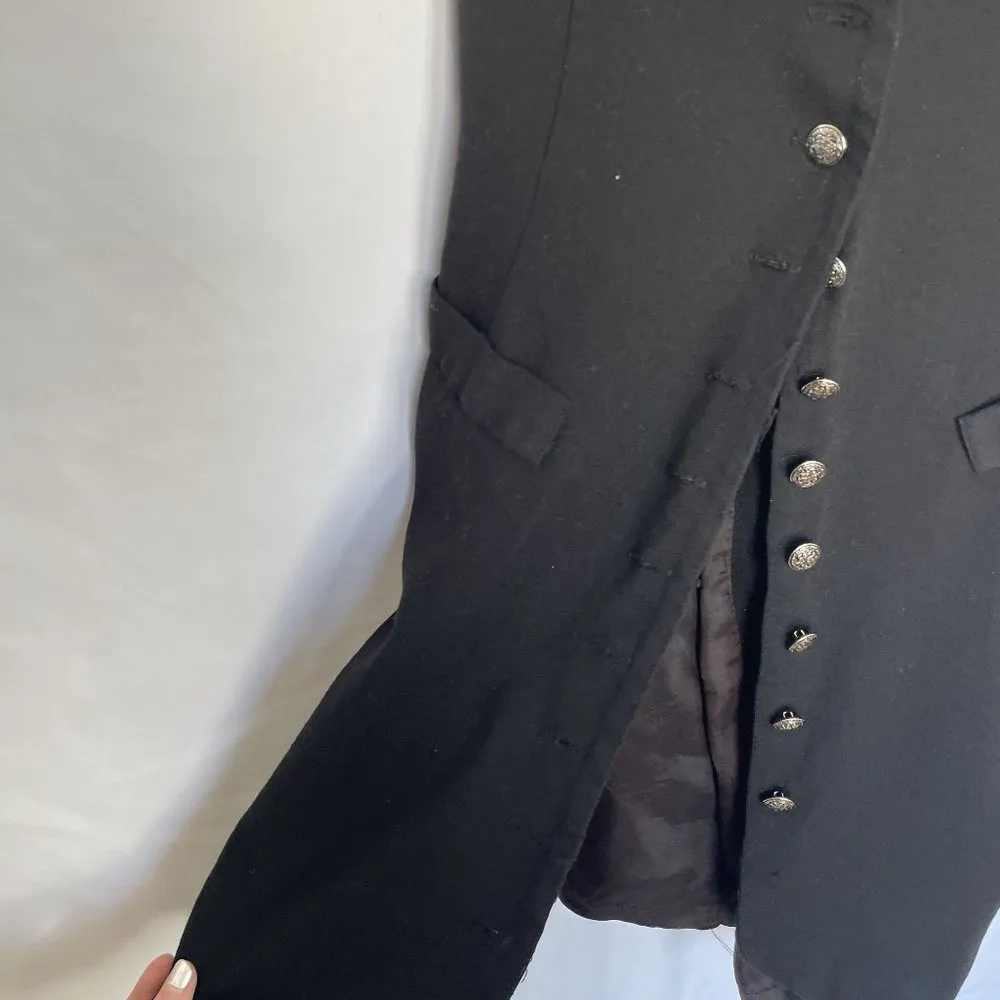 The Limited Vintage Black Suspender Dress Silver Button Accents Size 6 Wool Rayo - Image 2