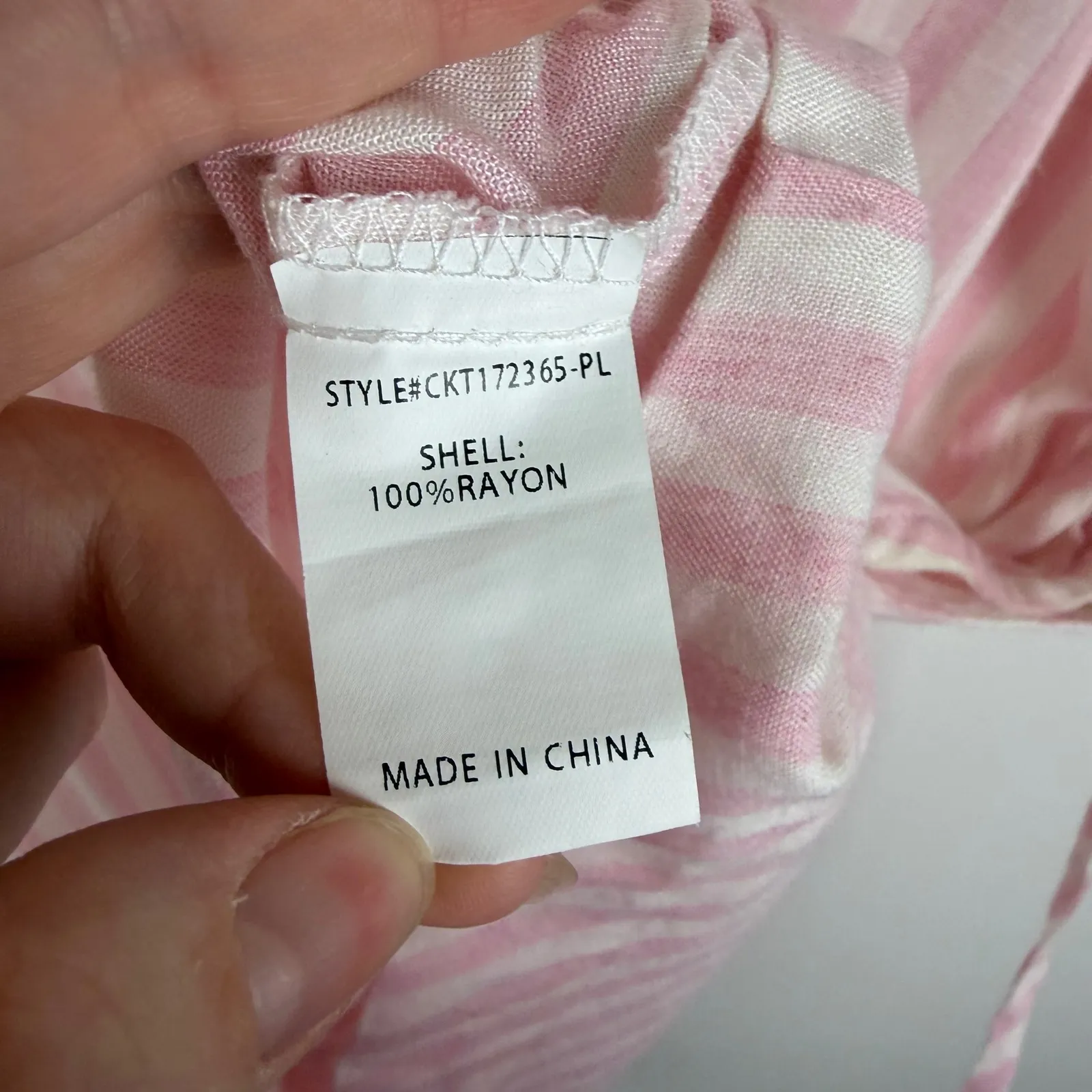 MELLODAY Stripe Button Front Shirt Size 3X Pink Tie Sleeve Coastal Chic Preppy - Image 7