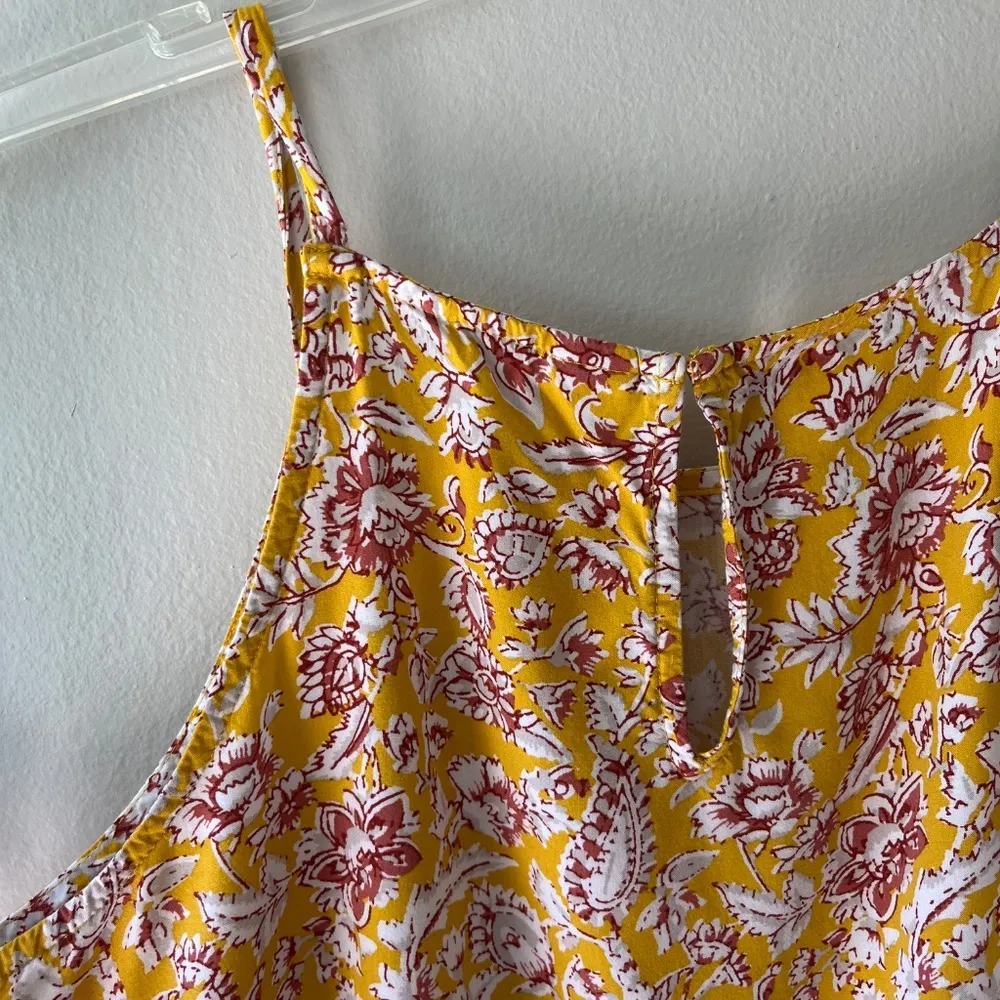 Old Navy Sz L Halter Yellow Floral Tank Top‎ Square Neck Camisole Pullover - Image 3