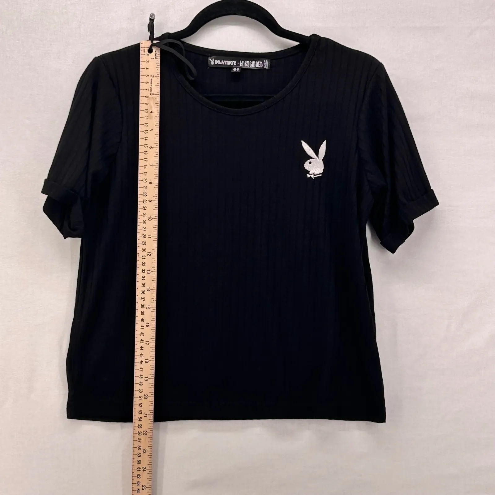 Playboy Missguided Shirt 6 Streetwear‎ Cropped Logo Spellout Statement Y2k Black - Image 10