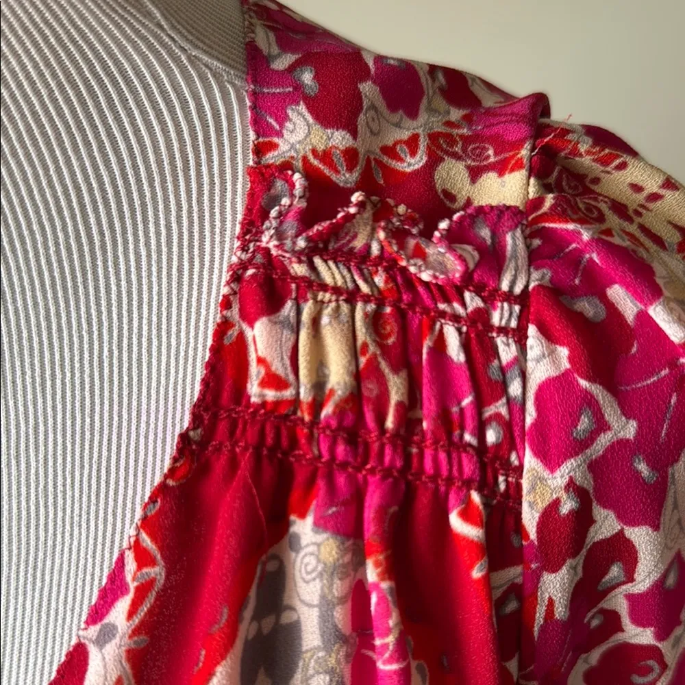 Chelsea & Violet Red Plunge Neckline Sundress with Bishop Sleeves - Image 4