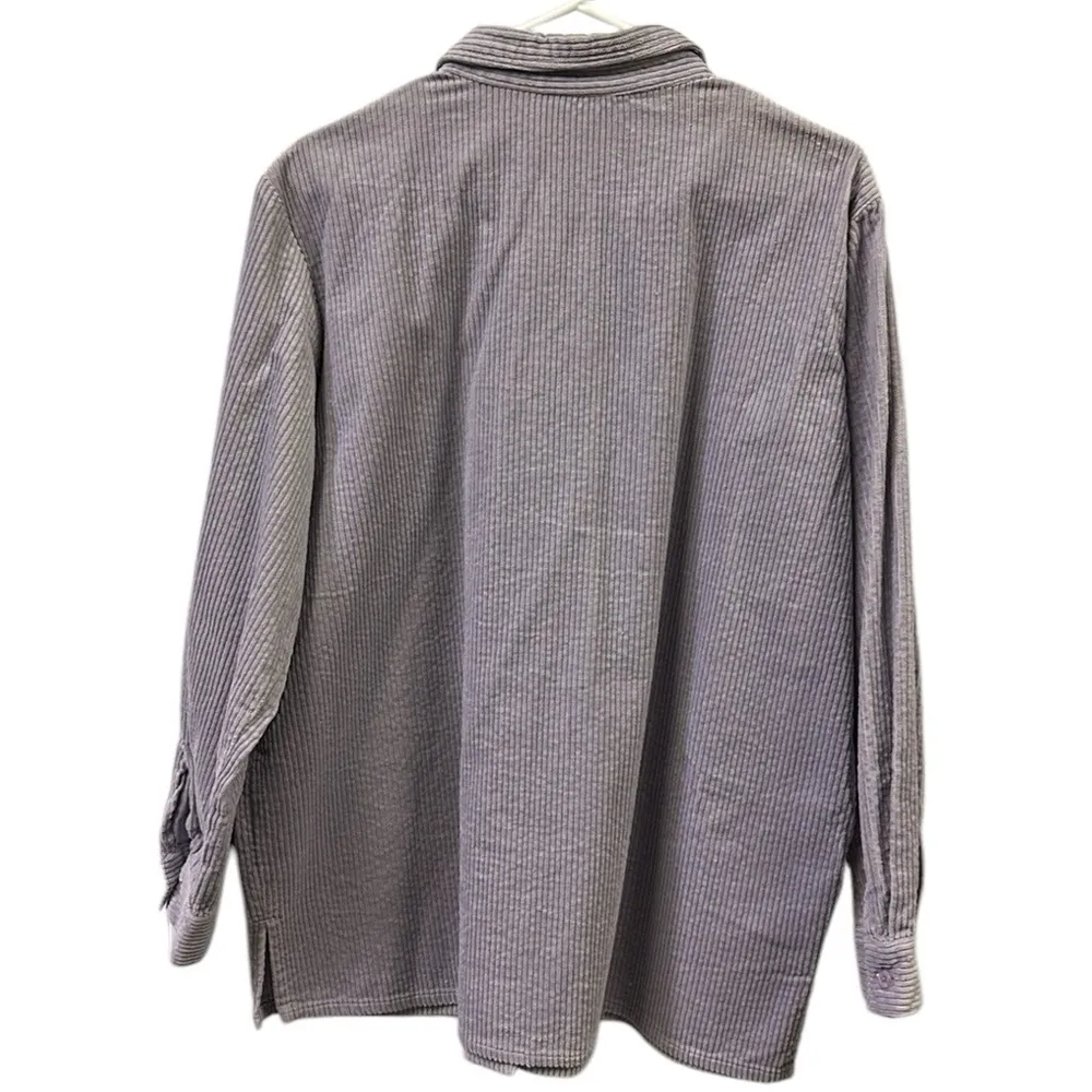 Blair Corduroy Light Purple Button Up Long Sleeve Shacket Shirt Womens Large - Image 5
