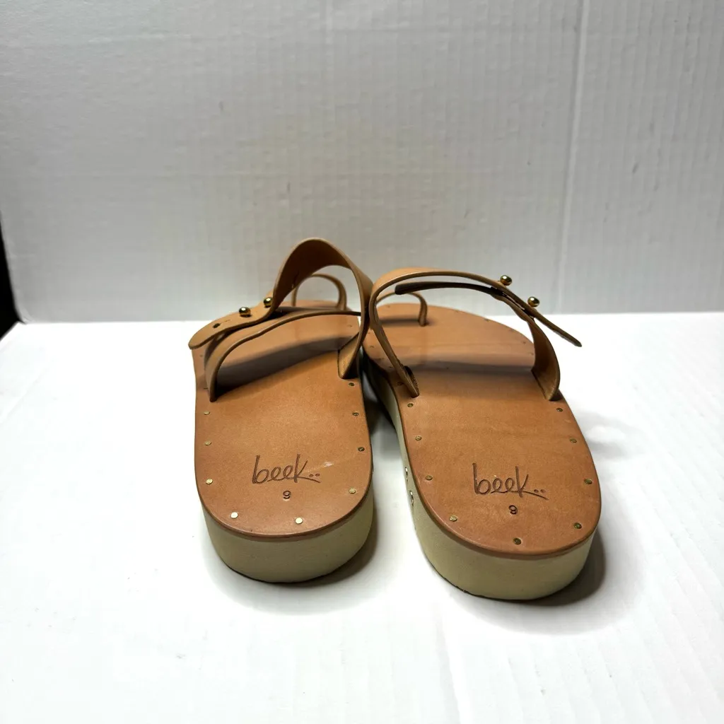 Beek Honey Leather Whistler‎ Toe Ring Sandals Tan Size 9 - Image 6