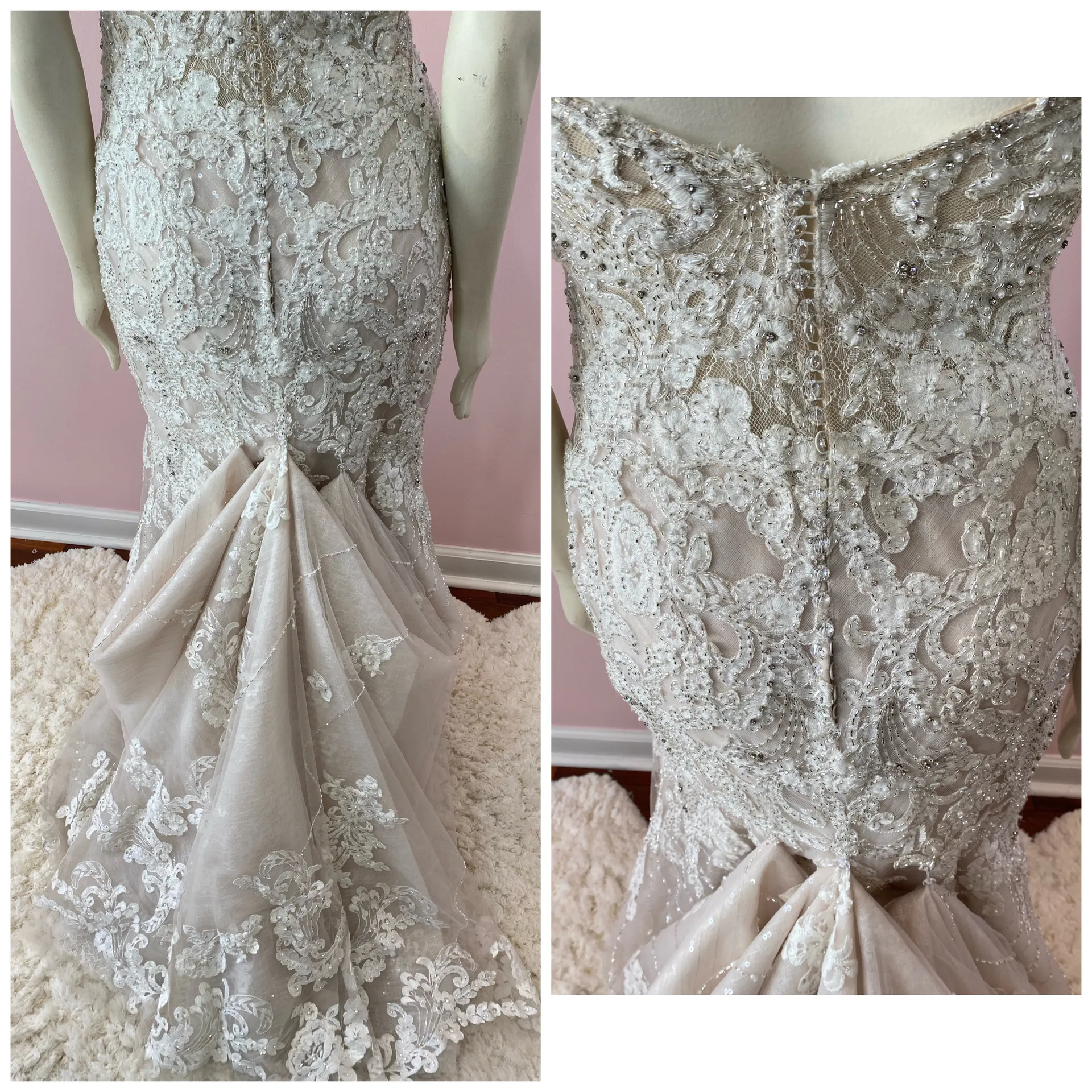 Martina Liana Fit n Flare Beaded Vintage Lace and Tulle Gown Style 942 - Image 10