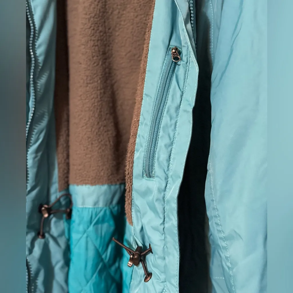 Women’s LL Bean Teal Blue/Green Fleece Lined Zip Up Hooded Warmer Winter Coat 1X - Image 8