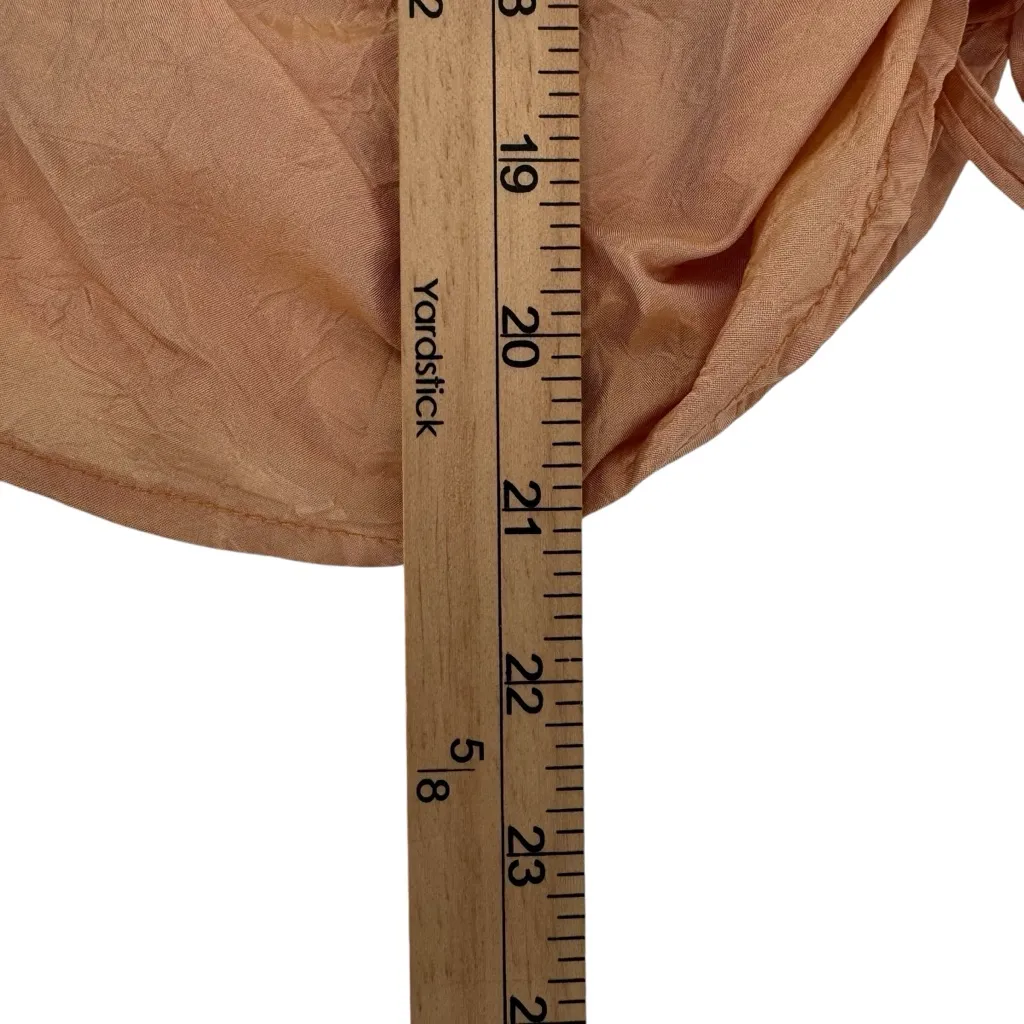 Judy Tampa Steampunk Fairycore Ruch Metallic Long Sleeve 100% Silk Size Small Tan - Image 9