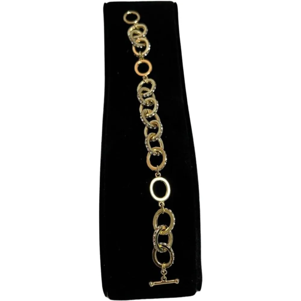 Charter Club Gold Tone Crystal Rings Station Necklace 30" Bracelet Earrings Set - Image 5