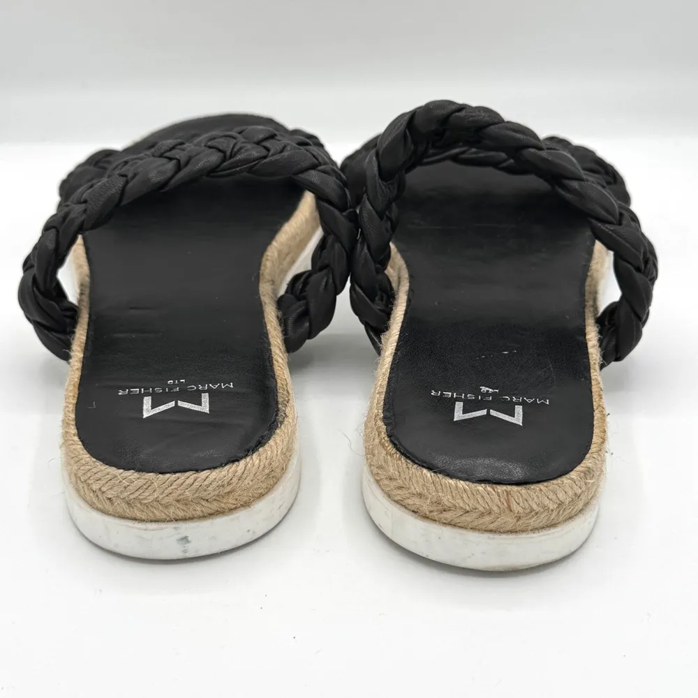 MARC FISHER LTD Jaimee Black Leather Braided Straps Espadrille Sandals Size 8.5 - Image 5