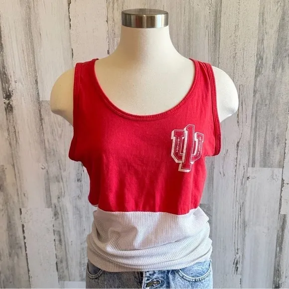 Vintage Indiana University Cropped Mesh Tank Top – Red and White,‎ IU Spiritwear Size M - Image 5