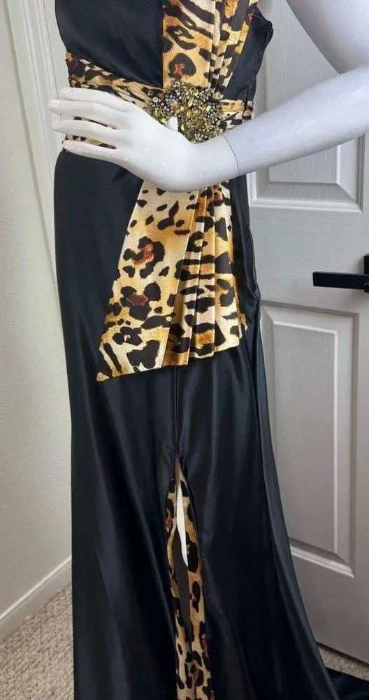 Cinderella Elegant Black and Leopard Print Gown SIZE - Image 3