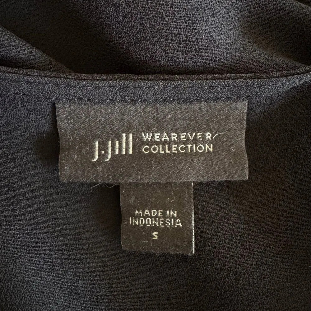 J. Jill Wearever Sheer Tie Front Dolman Sleeve Mid Length Cardigan Cover Up Sz S Black - Image 7