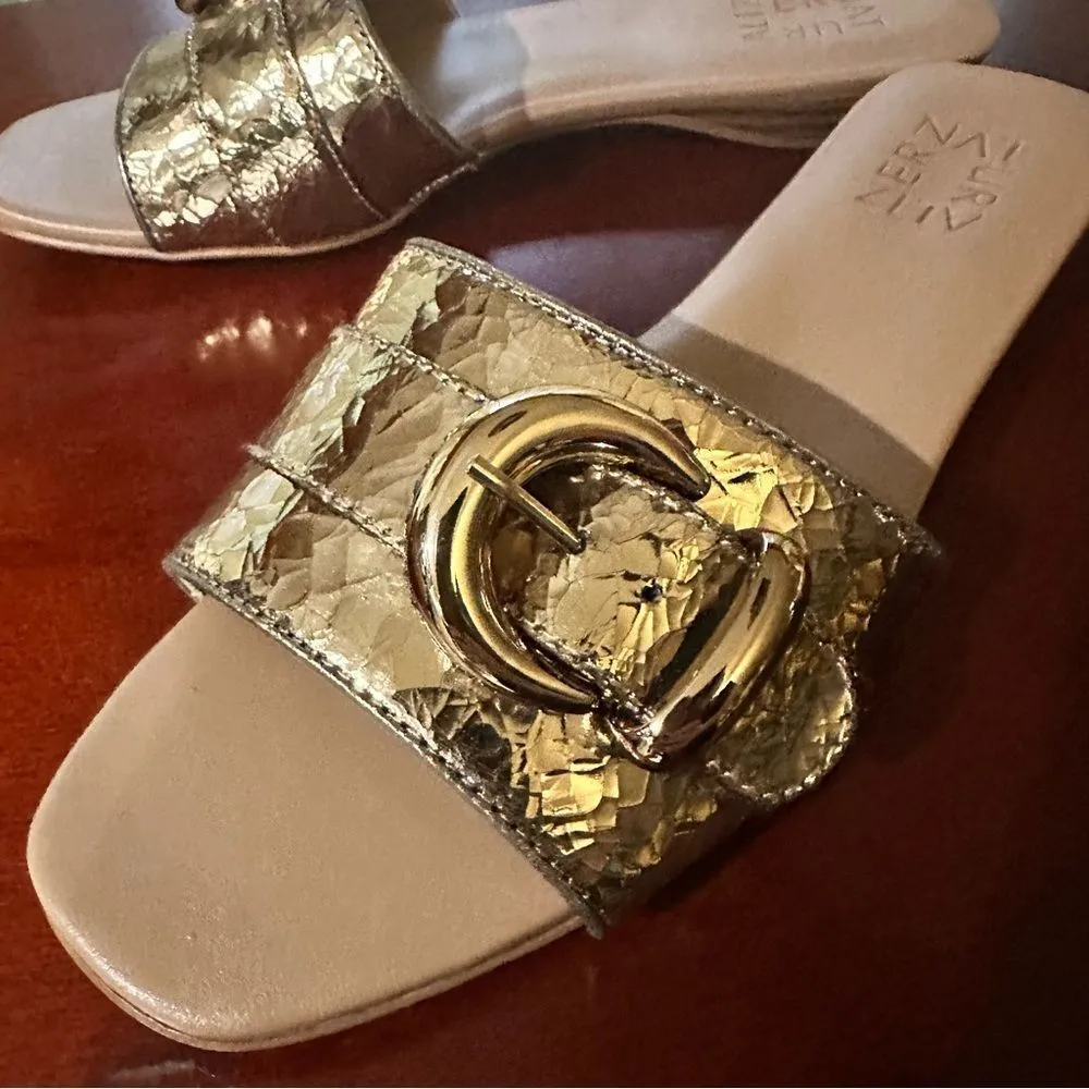 Naturalizer Gold Santiago Slip On Slide Flat Sandal With Buckle Size 7.5 - Image 5