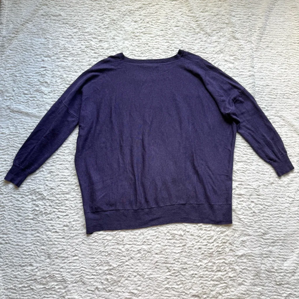 Eileen Fisher Merino Wool Boxy Relaxed Pullover Sweater L Purple Lagenlook - Image 6