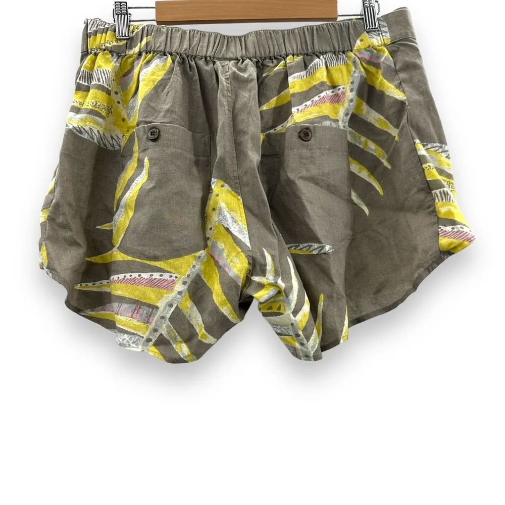 Patagonia Garden Island Palm Leaf Print Tie Waist Shorts in Marrow Gray Sz L NEW - Image 3