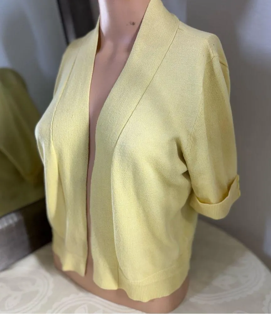 89th & Madison Yellow Knit Cardigan V - Image 4