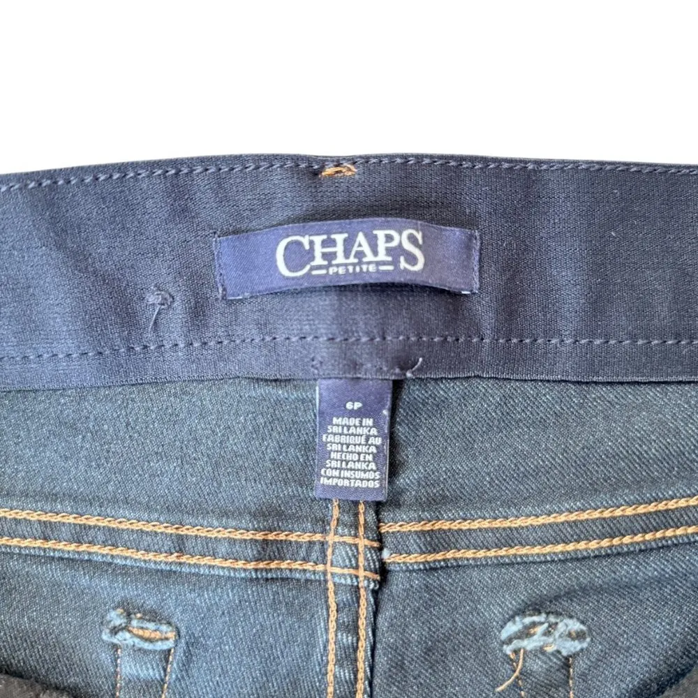 Chaps dark wash straight leg stretchy button zip five pocket blue denim jeans 6P - Image 7