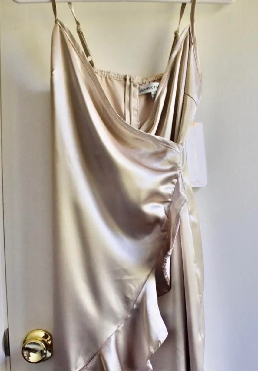 Satin Ruffle Wrap Mini Dress - Image 5