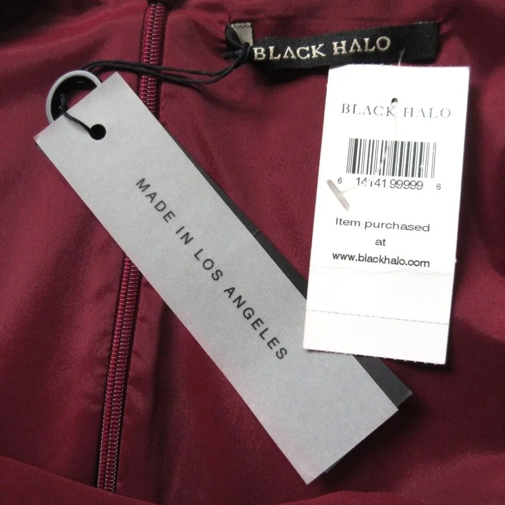 NWT Black Halo Jackie in Maroon Stretch Gabardine Belted Sheath Dress 10 $375 - Image 3