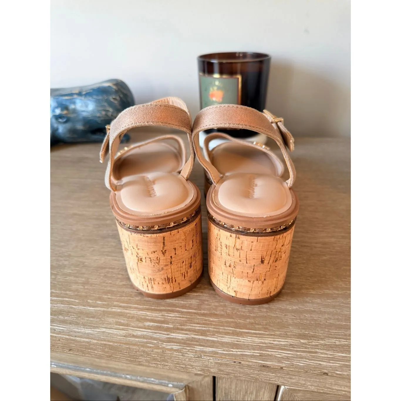 Karl Lagerfeld Paris Caylia leather sandals in Latte Size 9.5 - Image 6