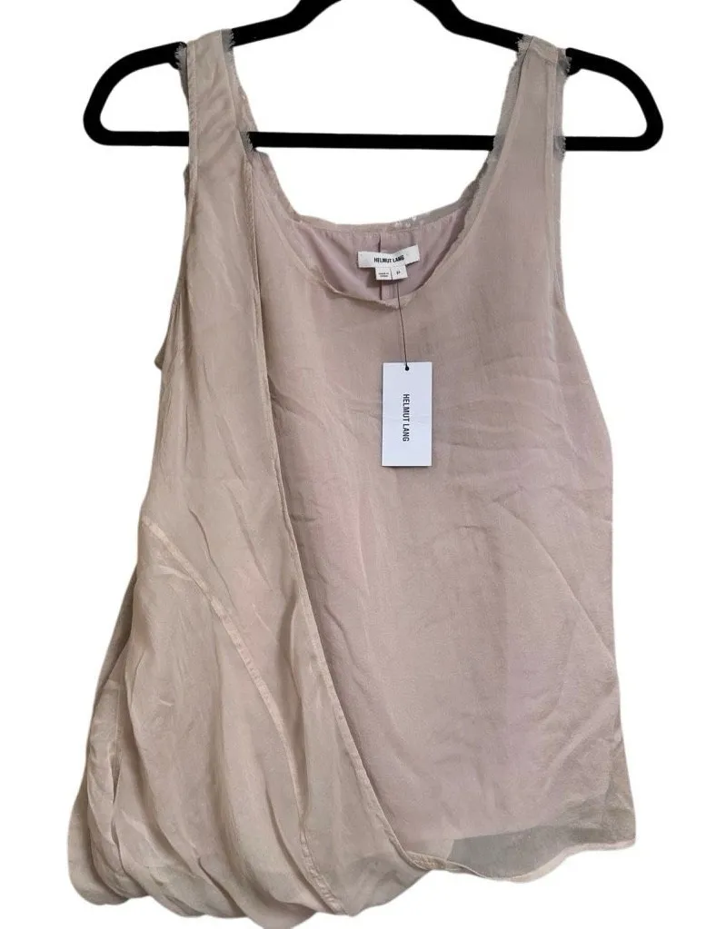 NWT Helmut Lang Sheer Draped Asymmetrical Tank 100% Silk 2011 Ivory Size P XS - Image 1