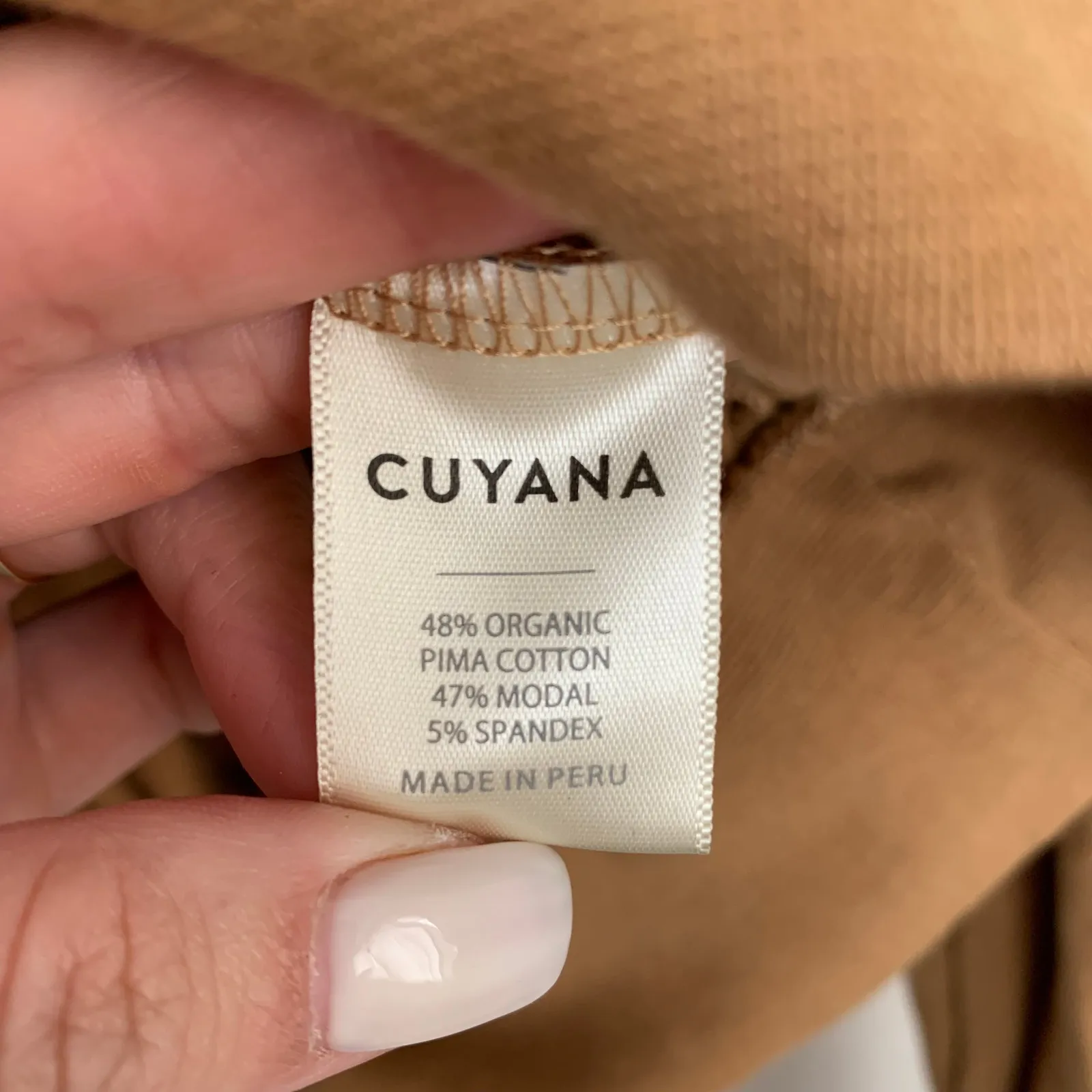 Cuyana French Terry Boatneck Cinched Waist Relaxed Sweatshirt Camel Brown XS - Image 13