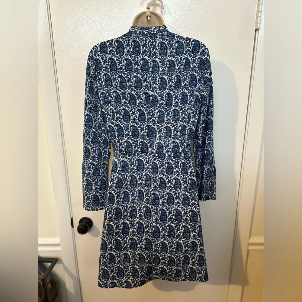 Derek Lam 10 Crosby Satina Women's 6 Snap Collar Blue Paisley Print  Mini - Image 9