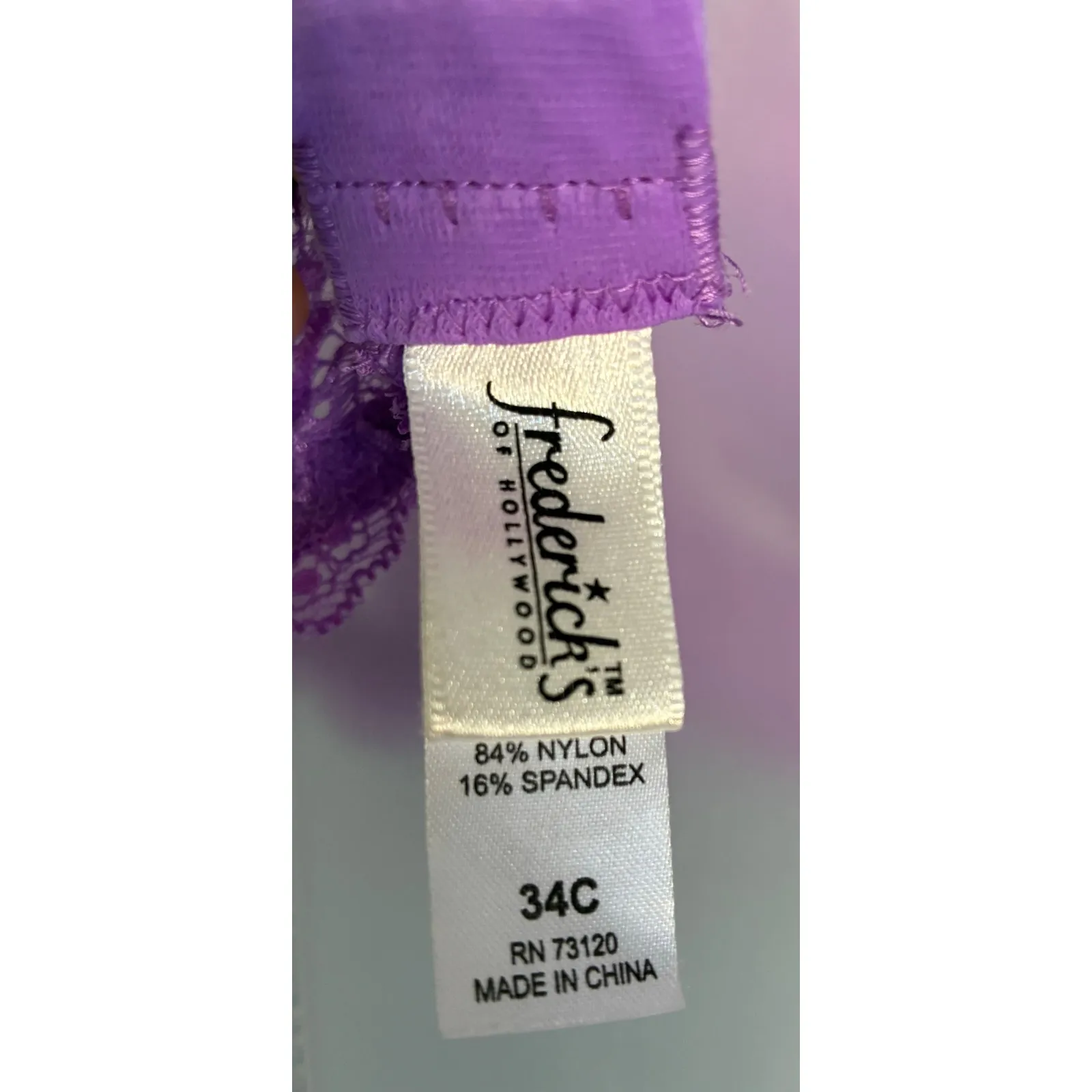 Frederick's of Hollywood Knockout Push Up Bra 34C Purple - Image 7