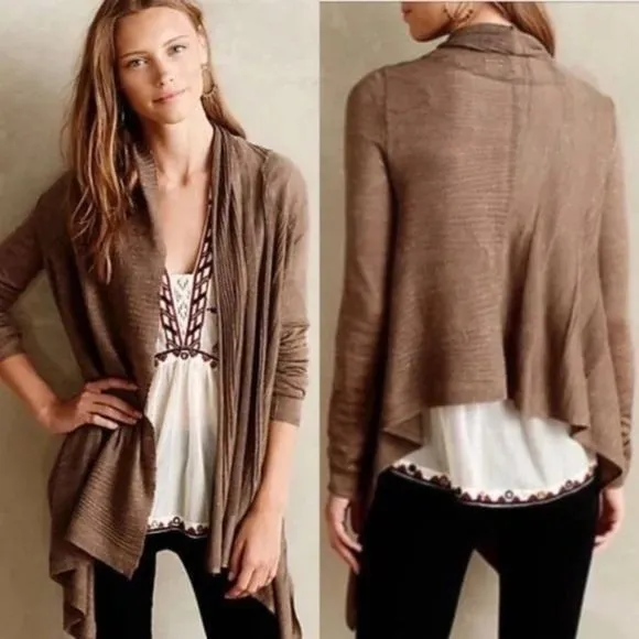 Anthropologie Moth Far Channels Brown Cardigan Sweater - Image 2