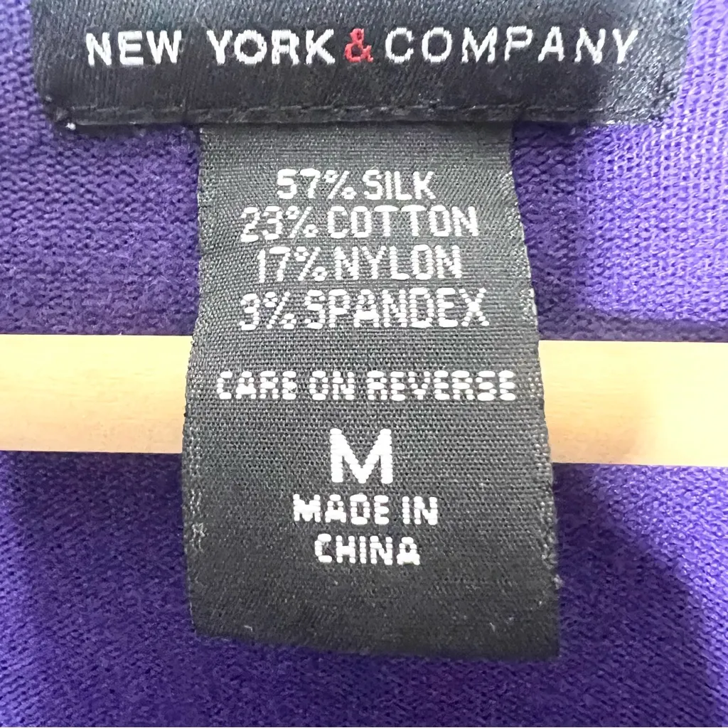 New York & Company Purple Silk Blend Button - Image 8