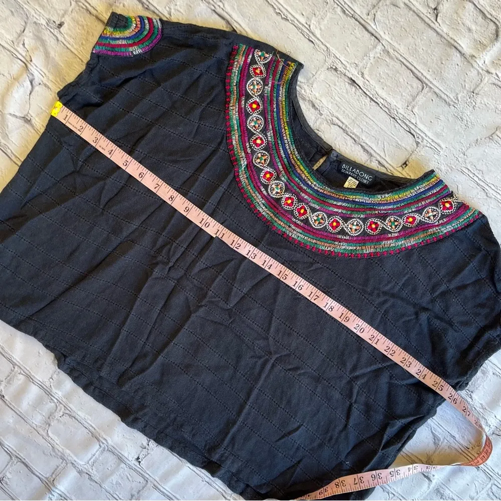 Billabong Designers Closet Large Blue Bohemian Top Womens Beachy Boho Cropped - Image 5