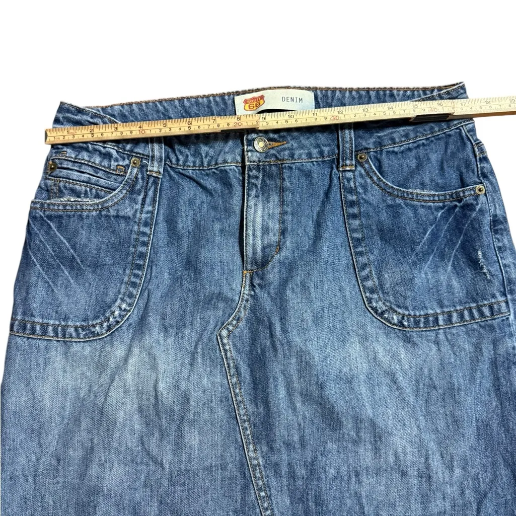 Vintage Y2K Classic Blue Denim Mini Skirt Sz 13/14 90s aesthetic 100% cotton - Image 4