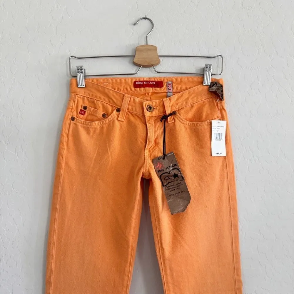 NWT Y2K Vintage Big Star Low Rise Orange Boot Cut Jeans Size 25 - Image 2