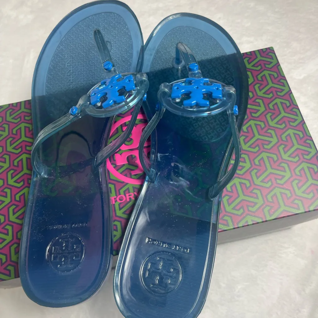 TORY BURCH Mini Miller Flat Thong  Sandals Dark Blue size 7 - Image 4